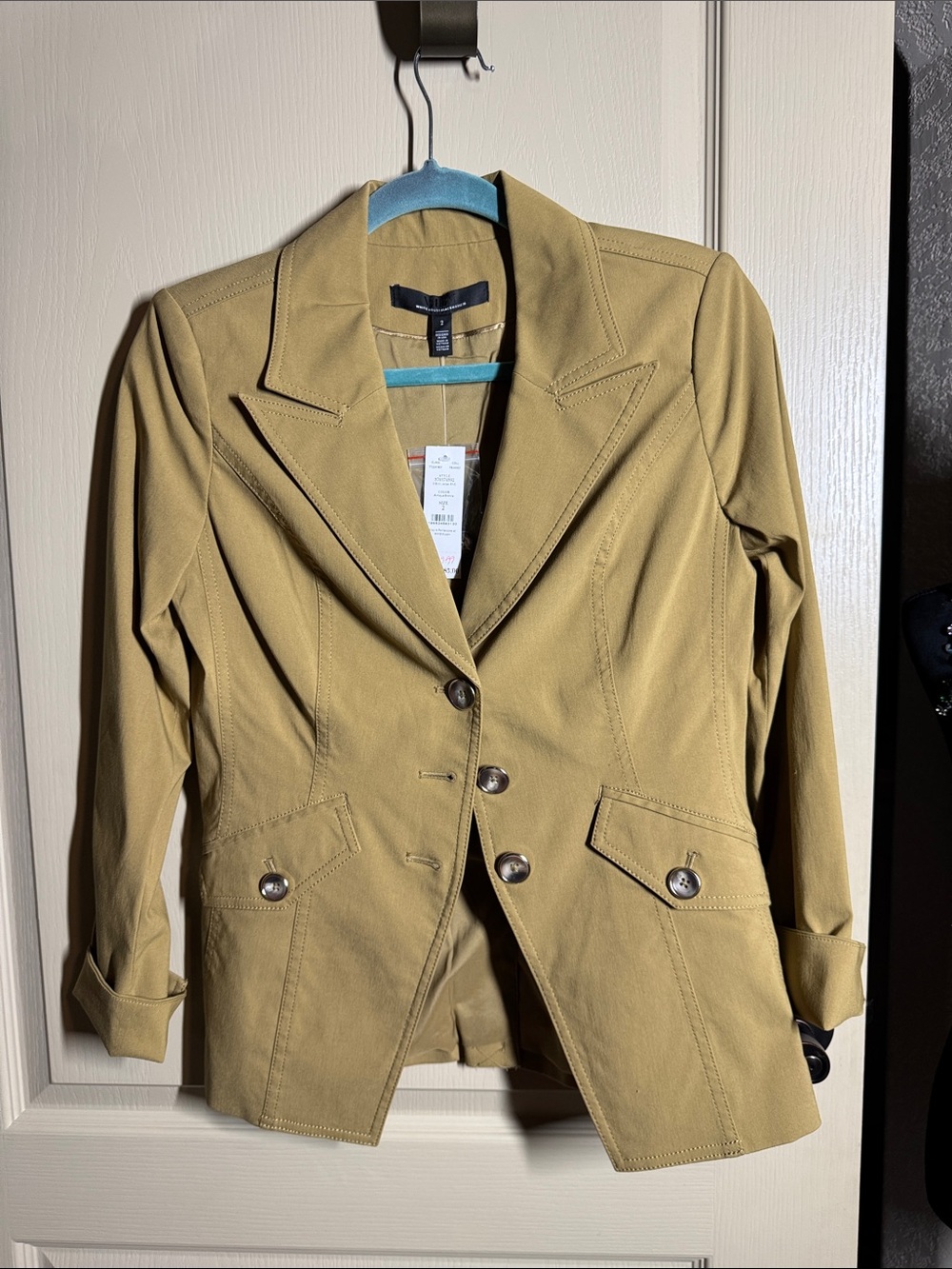 White House Black Market Olive Green Tailored Blazer Size 2